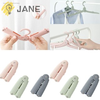 Jane ไม้แขวนเสื้อโค้ท ไม้แขวนเสื้อ พับได้ สีชมพู สีเขียว สีฟ้า แบบพกพา 15.75x3.94 นิ้ว สําหรับตั้งแคมป์ 6 ชิ้น