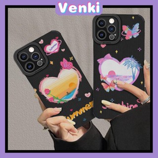  Venki - เข้ากันได้สำหรับ เคสไอโฟน เคสไอโฟน11 เคส iphone 11หนังนิ่มลายทางแนวตั้งกันกระแทกเคสโทรศัพท์สีดำป้องกันกล้อง Love Butterfly ดอกไม้เข้ากันได้กับ iPhone 14 13 Pro max 12 Pro max XR XS 7