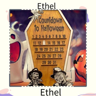 Ethel1 ปฏิทินนับถอยหลัง แบบไม้ ลายฟักทอง ถอดออกได้ สําหรับปาร์ตี้ฮาโลวีน