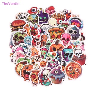 Thevantin สติกเกอร์ ลายหัวกะโหลกฮาโลวีน กราฟฟิตี้ 50 ชิ้น สําหรับติดตกแต่งตู้เย็น แล็ปท็อป กีตาร์ สเก็ตบอร์ด