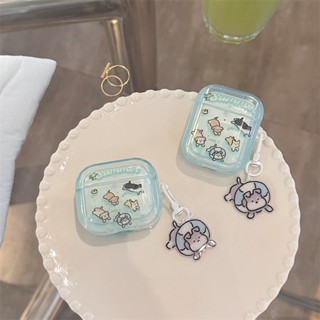 เคสหูฟังบลูทูธ TPU ลายสุนัขว่ายน้ําน่ารัก พร้อมพวงกุญแจ สําหรับ AirPods 1 2 Pro 3