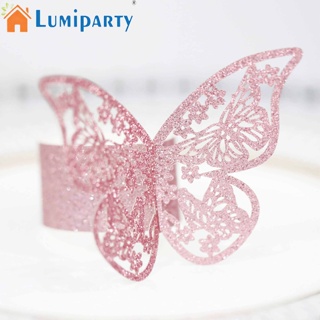 Lumiparty 50 ชิ้น รูปผีเสื้อ ผ้าเช็ดปาก แหวนกลวงออก ที่ใส่ผ้าเช็ดปาก สําหรับงานแต่งงาน ปาร์ตี้ บ้าน โต๊ะ ตกแต่ง