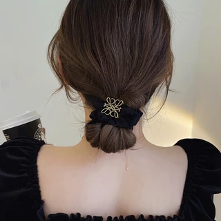 เครื่องประดับ กิ๊บติดผม สายหนัง หรูหรา สีดํา เหมาะกับของขวัญ สําหรับนักเรียนหญิง