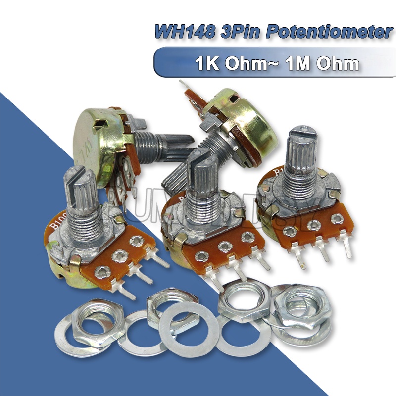 10PCS 15mm WH148 3Pin 6Pin B1K B2K B5K B10K B20K B50K B100K B250K B500K B1M Potentiometer 1K 2K 5K 2