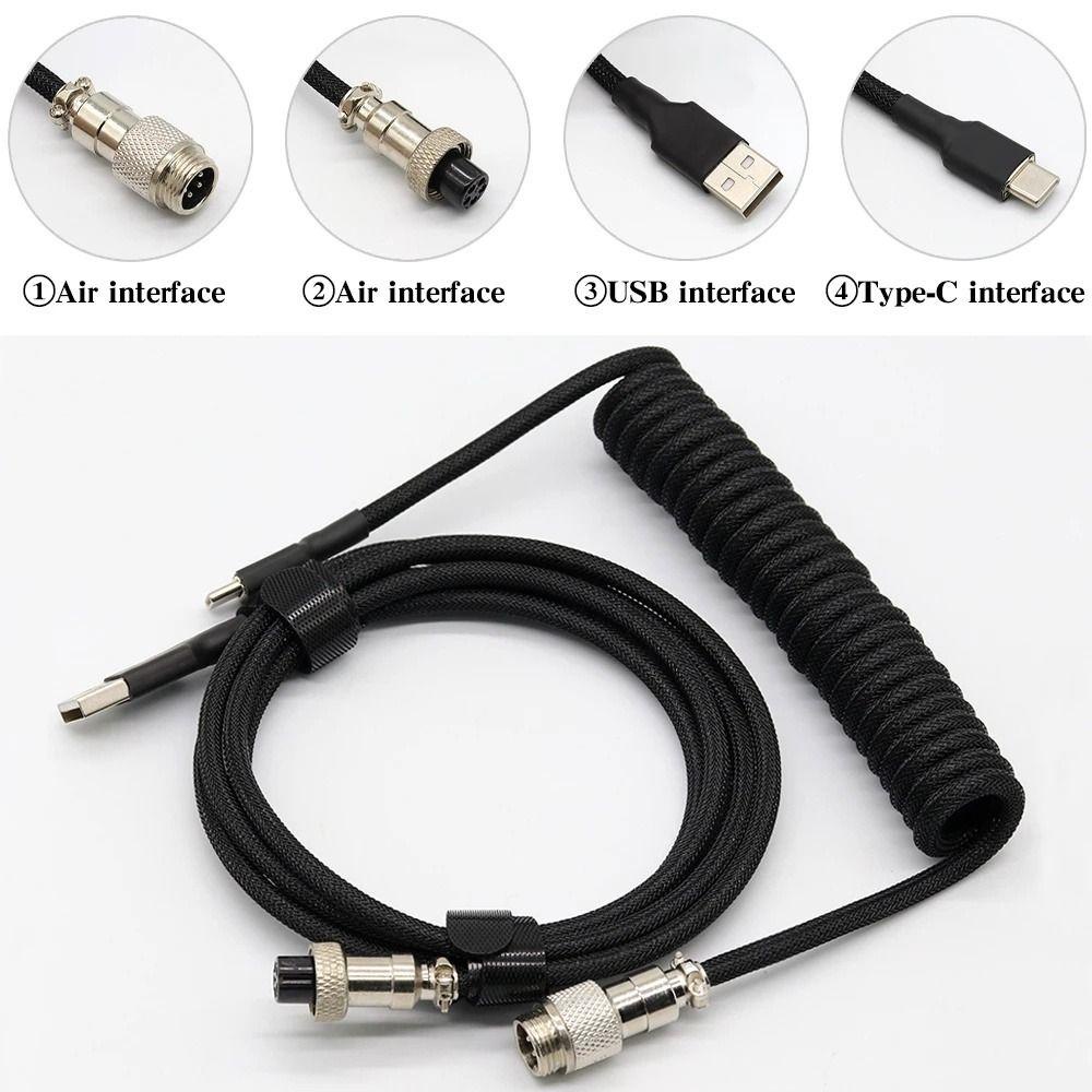 Chichytu14w คีย์บอร์ดม้วนสายคอมพิวเตอร์เดสก์ท็อปด้ายถักพอร์ต Usb 3 เมตร Type C สาย Usb