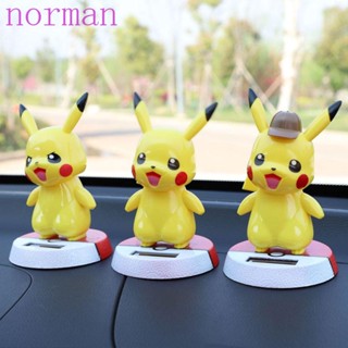 NORMAN Kids Recreation Toy Shaking Head Doll Car Accessories Anime Figure Solar Powered Pikachu Car Interior Display Auto Decor Home Decor Figures Dolls Model Gift Pokemon Bobbling Head Toys