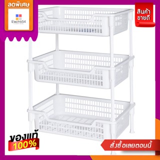 โลตัสชั้นตะแกรง3ชั้นสีขาว 43.5X30.5X59ซมLOTUSS PLASTIC SHELF3TIERS43.5X30.5X59