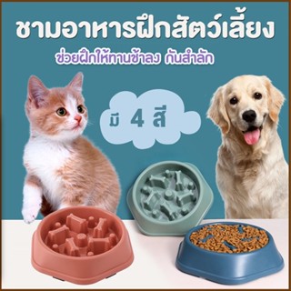 【COD】ชามอาหารสัตว์เลี้ยง ชามช่วยลดการสำลัก ชามลดการกินไว ชามอาหารฝึกให้ทานช้าลง ชามกันมูมมาม สุนัขและแมว