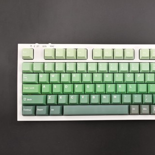 Green theme Keycap Gradient Color 138-key Five-sided PBT Sublimation Key Cap Mechanical Keyboard Cap Cherry Profile ปุ่มกดคีย์บอร์ด PBT 138 คีย์ สีเขียว ไล่โทนสี