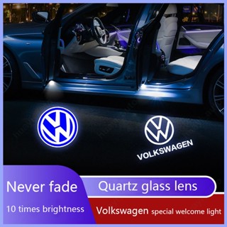 ไฟโปรเจคเตอร์ LED รูปโลโก้ Volkswagen Phantom สําหรับ Touareg Teramont CC Golf Sagitar 2 ชิ้น