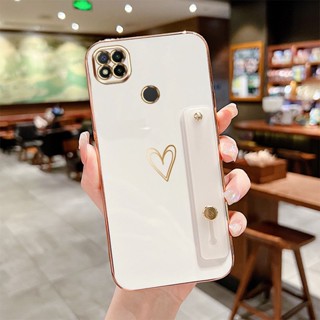 เคสโทรศัพท์ซิลิโคน กันกระแทก ลายหัวใจ หรูหรา พร้อมขาตั้ง สําหรับ Xiaomi Redmi 10C 9C 10A Redmi 10 Power Xiaomi POCO C40