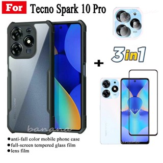 3in1 Tecno Spark 10 Pro เคสโทรศัพท์มือถือ กันตก + Spark 10pro spark10 Pro ฟิล์มกระจกนิรภัย + ฟิล์มเลนส์