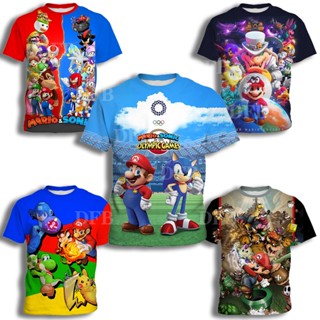 ใหม่ เสื้อยืดคอกลม แขนสั้น พิมพ์ลายการ์ตูนแอนิเมชั่น Super Mario 3D สไตล์ยุโรป และอเมริกา แฟชั่นฤดูใบไม้ผลิ และฤดูร้อน สําหรับเด็กผู้ชาย