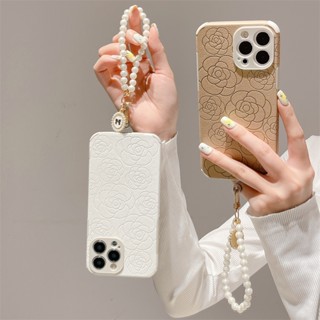 เคสโทรศัพท์มือถือ กันกระแทก ลายคามิเลีย พร้อมสายคล้องมือ แฟชั่น สําหรับ Apple Iphone IP12 12Pro IP 12 Pro Max IP13 13Pro 13 Pro Max IP14 14 Plus IP 14 Pro Max