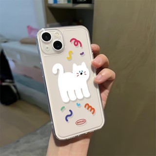 Cartoon White Cat Phone Case For Iphone 14 Phone Case for Iphone13promax Transparent XR Drop-Resistant 12 All-Inclusive 11 Soft Case 8/Xs