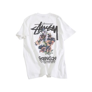 เสื้อยืดผ้าฝ้ายพิมพ์ลายแฟชั่น 🔥 STUSSY STUSSY เสื้อยืดลําลองสําหรับผู้ชายผู้หญิงแขนสั้นพิมพ์ลาย American Tide 🔥