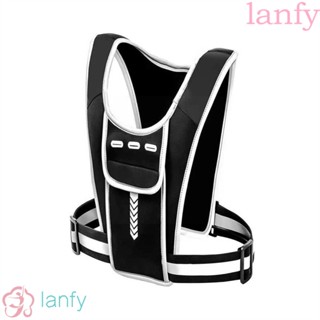 Lanfy กระเป๋าเป้สะพายหลัง สะท้อนแสง สําหรับใส่ขวดน้ํา โทรศัพท์มือถือ เหมาะกับการวิ่ง เล่นกีฬากลางคืน