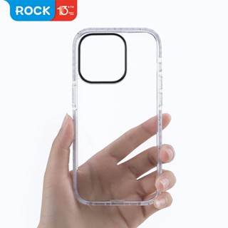 สําหรับ iPhone 14 Pro 14 Pro Max เคส ROCK SPACE คุณภาพสูง ป้องกันการตก โปร่งใส TPU PC ภายใน TPE เคสด้านหลัง