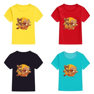 เสื้อยืดแขนสั้นลําลอง ทรงหลวม พิมพ์ลาย Mingyuan Super Bear Adventure Fennec สําหรับผู้ชาย และผู้หญิง