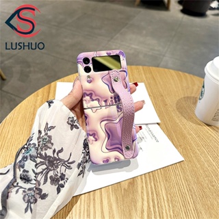 Lushuo เคสโทรศัพท์มือถือ ลายดาวน่ารัก 3D พร้อมสายคล้องมือ สําหรับ Samsung Galaxy Z Flip 3 5G and Z Flip 4 Z Flip3 ZFlip3 ZFlip 3 Z Flip4 ZFlip 4