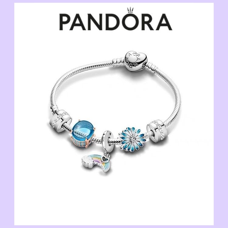 Pandora Garden Series 925 Silver Lucky Rainbow Blue Beaded Bracelet Set, ของขวัญวันเกิด