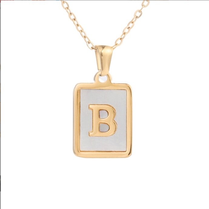 -พร้อมส่ง- สร้อยคอจี้ตัวอักษรภาษาอังกฤษ A-Z  สร้อยคอตัวอักษร โซ่ necklace เหมาะสำหรับผู้หญิง สแตนเลส304
