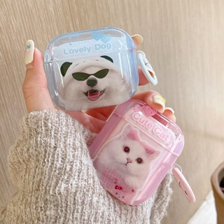 เคสหูฟัง แบบนิ่ม ลายสุนัข แมวน่ารัก พร้อมพวงกุญแจ สําหรับ Airpods Pro 2 Airpod 1 2 3