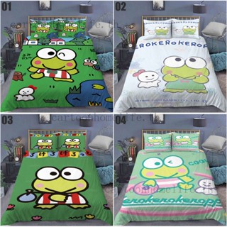 Keroppi ชุดเครื่องนอน ผ้าปูที่นอน ปลอกหมอน ผ้าฝ้าย หลายขนาด เกาหลี ซักได้ นุ่ม