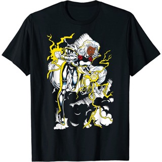 UIGเสื้อยืดผ้าฝ้ายพิมพ์ลายแฟชั่น เสื้อยืดแขนสั้น พิมพ์ลายกราฟฟิค Marvel X-Men Storm Action Pose สไตล์เรโทร แฟชั่นสําหรับ