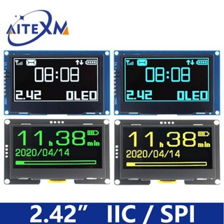 โมดูลหน้าจอ LCD HD 2.42 นิ้ว 2.42 นิ้ว 128x64 SSD1309 7 Pin SPI IIC I2C สําหรับ Arduino UNO R3