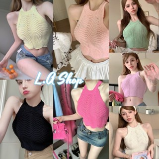 L.A Shop พร้อมส่ง เสื้อกล้ามไหมพรม ครอปสั้นดีเทลผ้าร่องคลื่นใส่แล้วน่ารัก "K320" -C