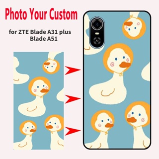 เคสโทรศัพท์มือถือ tpu แบบนิ่ม ลายรูปภาพกําหนดเอง สีดํา สําหรับ ZTE Blade A51 A31 plus