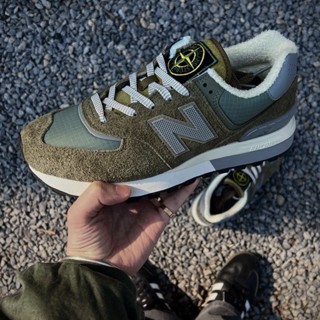 New stone island X New Balance 574 รองเท้าวิ่ง กันลื่น แบบมืออาชีพ