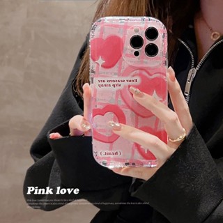 🔥ส่งจากไทย🔥 ins purple pink graffiti love transparent couple phone case compatible with iPhone11 12 13 14 pro max