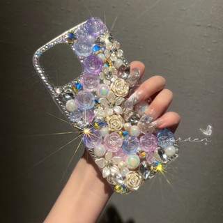 เคส Redmi Note 12 11 Pro Note 10 Note 11s 10s Redmi 10โทรศัพท์มือถือ ลายดอกกุหลาบ 3D ประดับมุก พลอยเทียม แวววาว หรูหรา สําหรับ