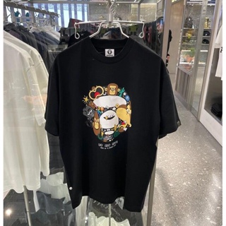 เสื้อยืดแขนสั้นลําลอง คอกลม ทรงหลวม พิมพ์ลายการ์ตูนอนิเมะ Ape Head สําหรับผู้ชาย และผู้หญิง