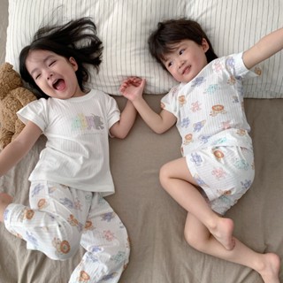 ชุดนอน พิมพ์ลายหมี สวมใส่สบาย แฟชั่นฤดูร้อน สําหรับแม่ และลูก