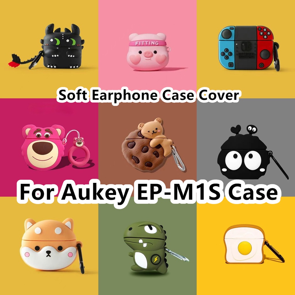 พร ้ อมส ่ ง! สําหรับ Aukey EP-M1S กรณี Anti-fall การ ์ ตูน series คุกกี ้ หมีสําหรับ Aukey EP-M1S ปลอกหูฟังนุ ่ มกรณี