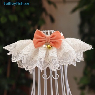 Tuilieyfish ผ้าพันคอลูกไม้ ประดับโบว์ สไตล์วินเทจ สําหรับสัตว์เลี้ยง สุนัข แมว