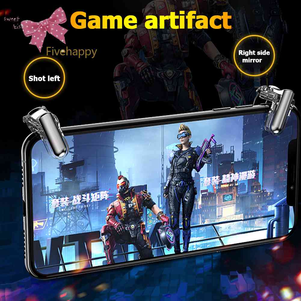 Gt01 เกมแพดทริกเกอร์ ปุ่มกดควบคุมไฟ โทรศัพท์มือถือ PUBG AU [fivehappy.th] 1 คู่