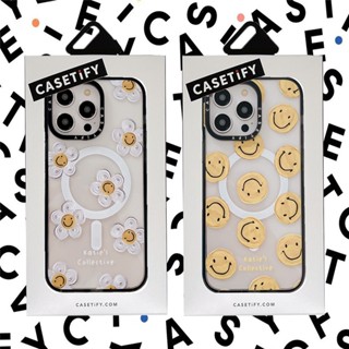 CASETIFY【Daisy Smiley face】เคสโทรศัพท์มือถืออะคริลิค ใส กันกระแทก ลายหน้ายิ้ม สําหรับ IPhone 14 Pro MAX Plus 11 12 13 Pro MAX