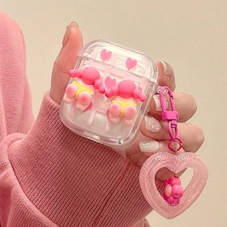 เคสหูฟังบลูทูธไร้สาย กันกระแทก ลายก้นหัวใจ 3D สีชมพู สําหรับ Airpods 1 2 3 Pro 2 Pro