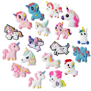 จี้ยูนิคอร์นน่ารัก Croc Jibbits Charm My Little Pony Jibits Anime Rainbow Horse Jibitz Crocks สําหรับเด็ก รองเท้า อุปกรณ์เสริม จี้รองเท้า หมุดตกแต่ง