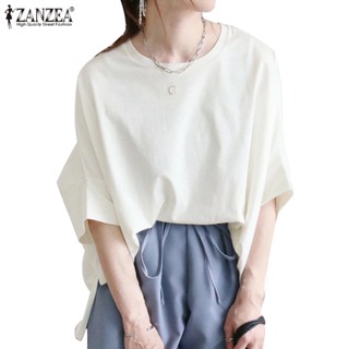 Zanzea เสื้อยืดคอกลม แขนสั้น สีพื้น สไตล์เกาหลี สําหรับผู้หญิง