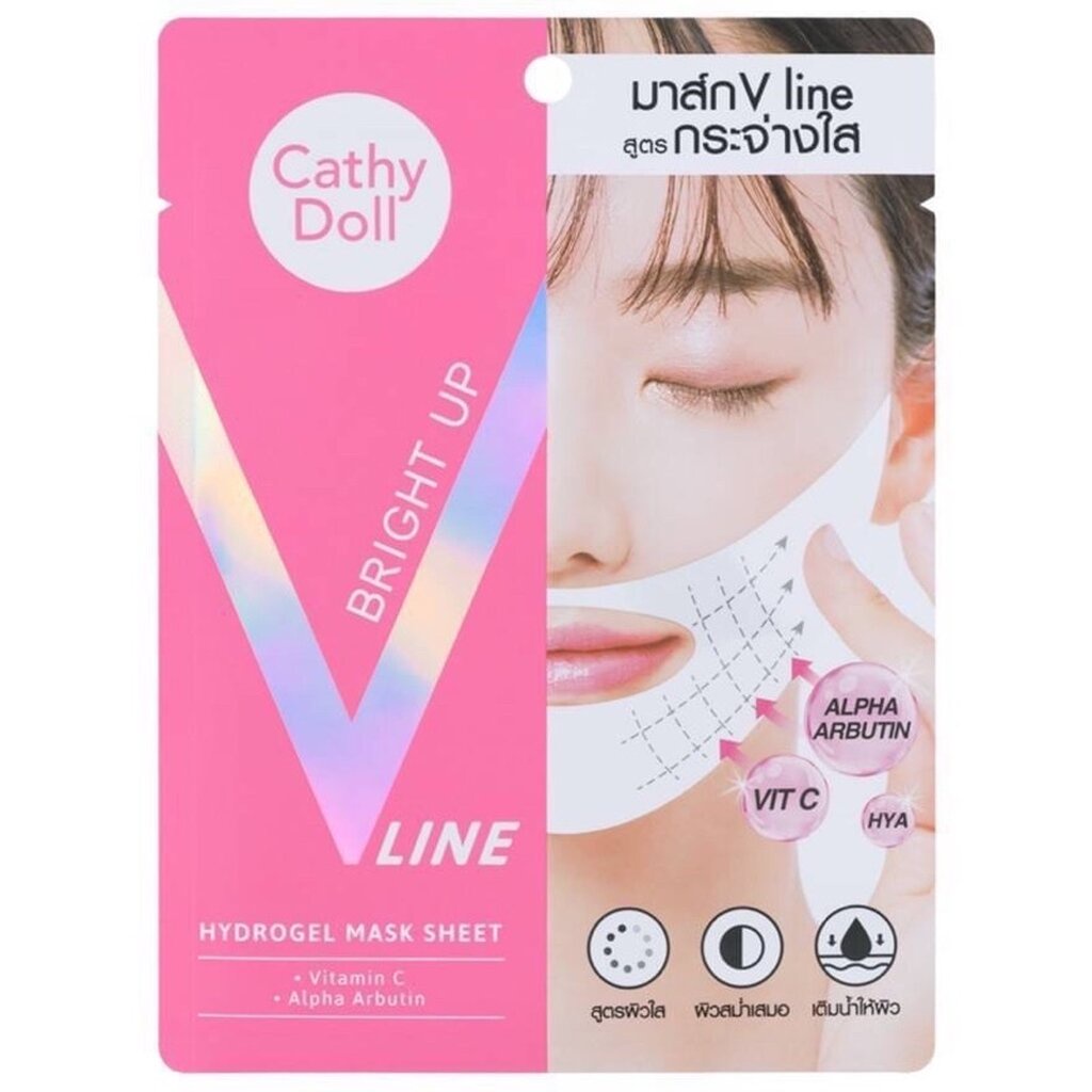 (1แผ่น) Cathy Doll Bright Up V Line Hydrogel Mask Sheet แผ่นมาสก์ไฮโดรเจล ยกกระชับผิวหน้า สูตรผิวกระจ่างใส