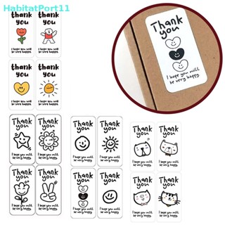 Habitatport สติกเกอร์ฉลาก Thank You น่ารัก สําหรับตกแต่งกล่องของขวัญ ห่อเบเกอรี่ 100 ชิ้น -25 แผ่น