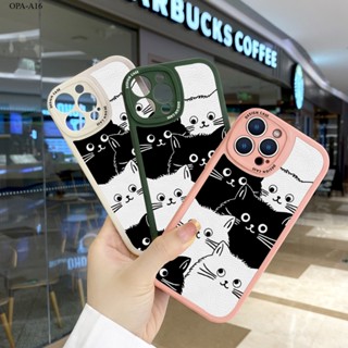 OPPO A16 A16K A16E A57 A55 A54 A78 A77 A76 A77S A94 A93 A36 4G 5G 2022 เคสออปโป้ สำหรับ Case Cartoon Black White Cats เคส เคสโทรศัพท์ เคสมือถือ Soft Phone Cases