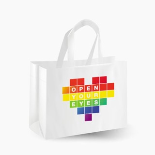 RBM-กระเป๋ากระสอบสาน PP : Rainbow Heart Woven Tote bag/WH-50Wx40Hx15S cm.