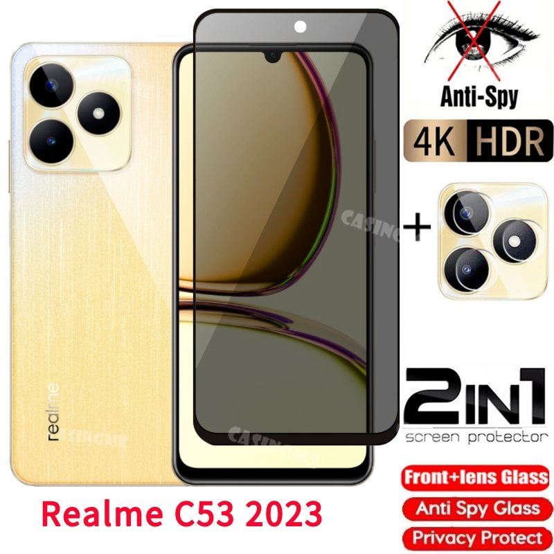 Realme C61 C63 C53 2023 กระจกนิรภัยส่วนตัว Anti-Spy คลุมทั้งหมดปกป้องหน้าจอ Anti Peek ฟิล์มความเป็นส่วนตัวสําหรับ Realme C53 RealmeC53 C 53C 2023 4G 5G Anti Peek ฟิล์มความเป็นส่วนตัว