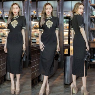 ชุดเดรสสีดำสวยหรู ชุดใส่ทำงาน ชุดใส่ออกงาน (2XL-4XL) #C37